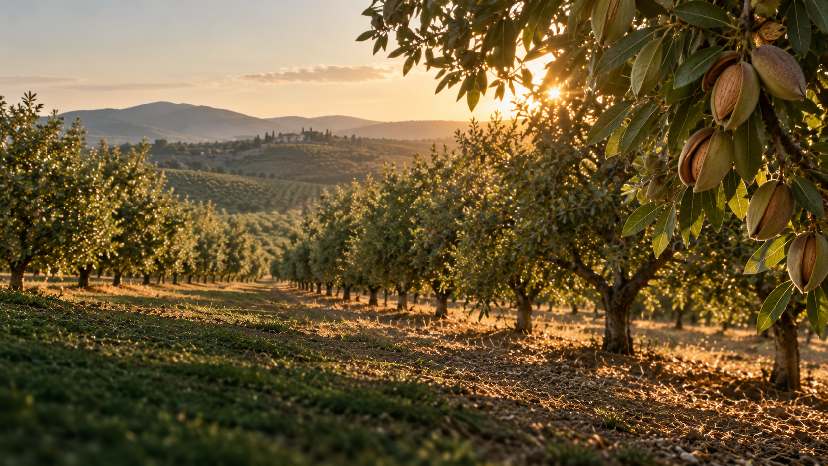Almendros en temporada de cosecha