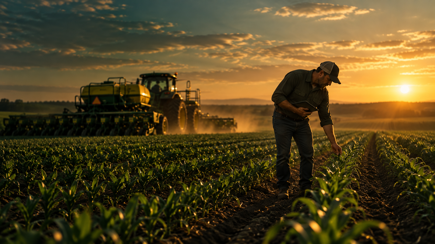 Trabajo técnico con maquinaria agrícola en terreno
